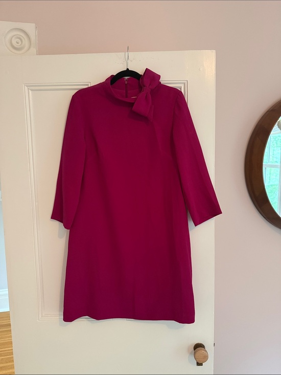 Eliza J Dresses & Skirts - Eliza J Magenta Bow-Neck Long Sleeve Shift Dress